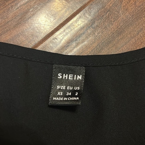 Shein Semi-Sheer Black Blouse Blouse w/Sleeve Ties Into Bows at Ends, Sz.XS. - Picture 7 of 10